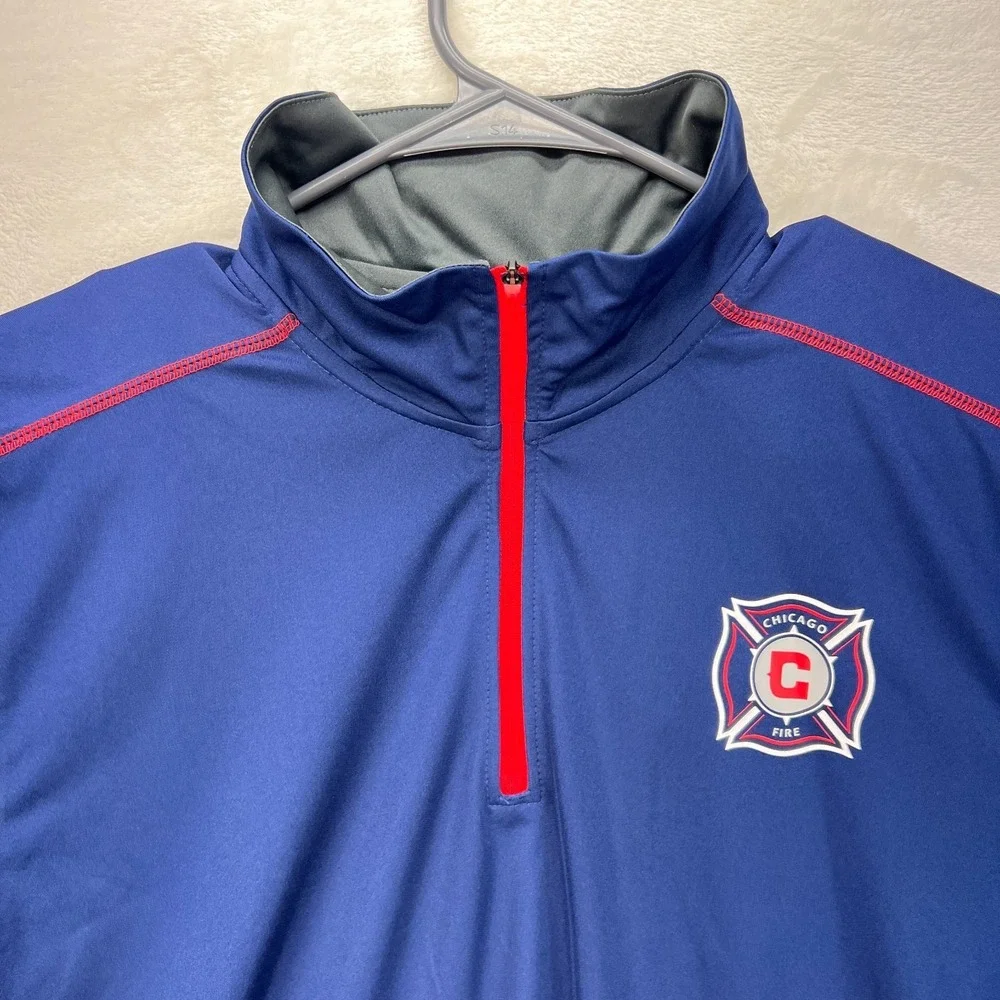 Adidas Chicago Fire Quarter Zip Mens Large Blue MLS Soccer Pullover Jacket NWT